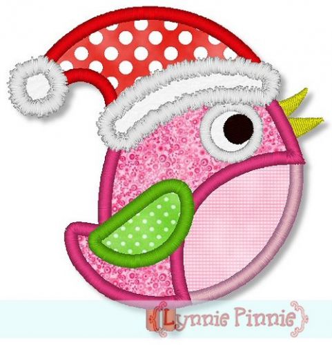 Santa Hat Bird Applique 4x4 5x7 6x10