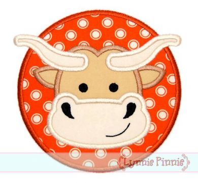 Longhorn Bull Applique 4x4 5x7 6x10 7x11 SVG