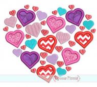 Lots of Hearts Applique 4x4 5x7 6x10 7x11 SVG