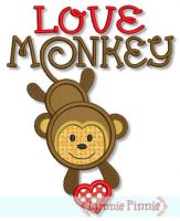 Love Monkey Applique 4x4 5x7 6x10