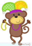 Mardi Gras Dancing Monkey Applique 4x4 5x7 6x10