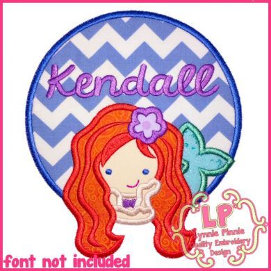 Mermaid Circle Frame Applique 4x4 5x7 6x10 7x11