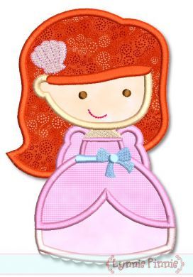 Mermaid Princess Cutie Applique 4x4 5x7 6x10 SVG