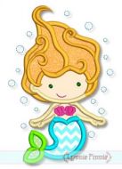 Underwater Mermaid Cutie Applique 4x4 5x7 6x10 SVG