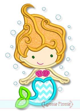 Underwater Mermaid Cutie Applique 4x4 5x7 6x10 SVG