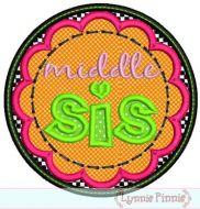 Middle Sis Applique Circle Scallop 4x4 5x7 6x10