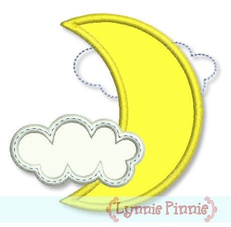 Free Crescent Moon with Clouds Applique 4x4