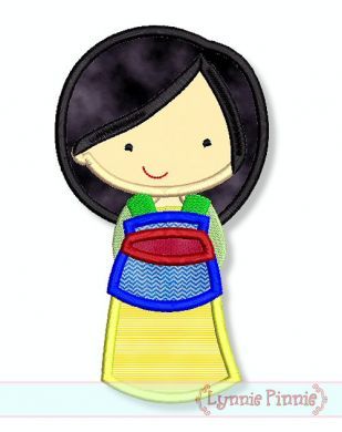 Cutie Asian Princess Applique 4x4 5x7 6x10