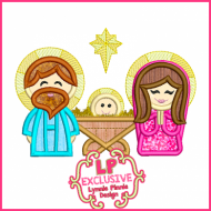 Cute Nativity Scene Applique 4x4 5x7 6x10 SVG