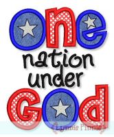 One Nation Under God Applique 4x4 5x7 6x10