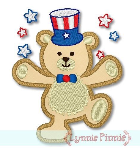 Applique Patriotic Bear 4x4 5x7