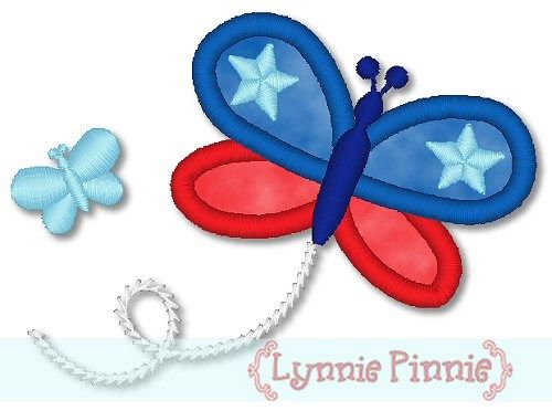 Applique Patriotic Butterfly 4x4 5x7