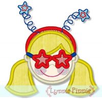 Patriotic Star Glasses Girl 4x4 5x7 6x10