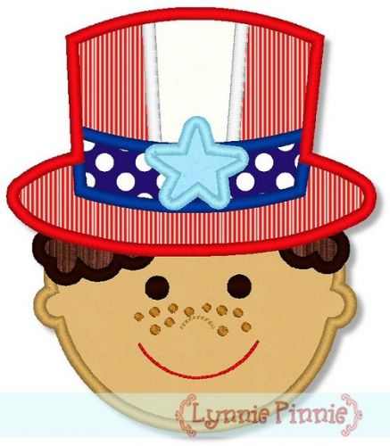 Patriotic Hat Boy Curly Hair 4x4 5x7 6x10