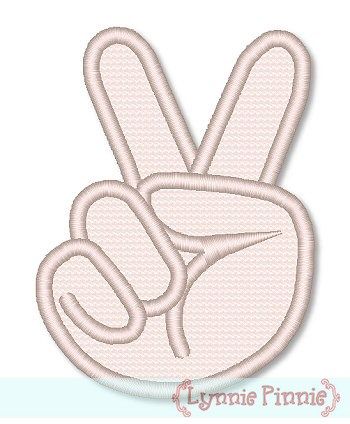 Peace Sign Hand Applique 4x4 & 5x7