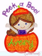 Peek A Boo Pumpkin Girl Applique 4x4 5x7 6x10