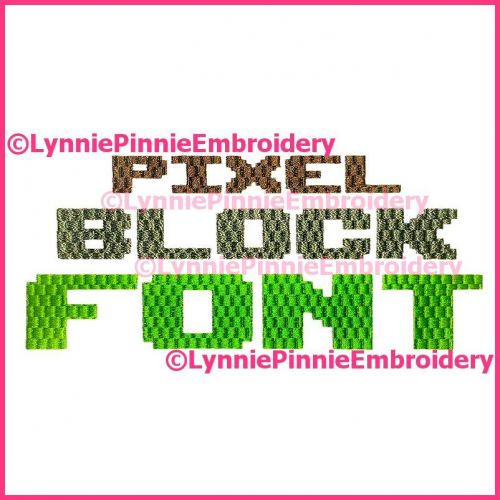 Pixel Block Simple Embroidery Font -- 3 Sizes +  BX