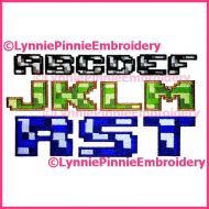 Pixel Block Multicolor Exclusive LP Embroidery Font -- 3 Sizes