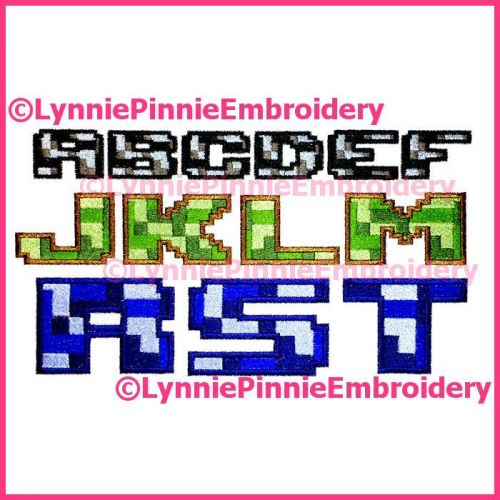 Pixel Block Multicolor Exclusive LP Embroidery Font -- 3 Sizes