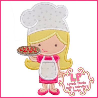 Pizza Chef Cutie Girl Applique 4x4 5x7 6x10