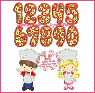 Pizza Party Applique Set with Exclusive LP Pizza Numbers 4x4 5x7 6x10
