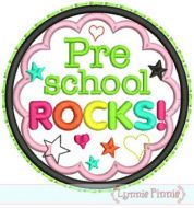 Pre School Rocks Applique Circle Scallop 4x4 5x7 6x10