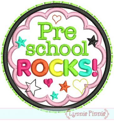 Pre School Rocks Applique Circle Scallop 4x4 5x7 6x10