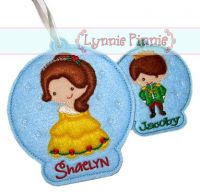 Prince & Princess Christmas Ornament Design Set 4x4 5x7 In the Hoop