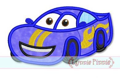 Happy Race Car Applique 4x4 5x7 6x10 SVG