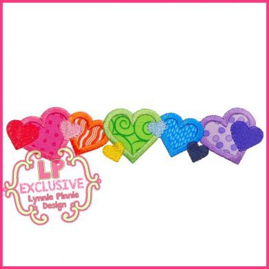 Rainbow Hearts Applique 4x4 5x7 6x10 7x11 SVG