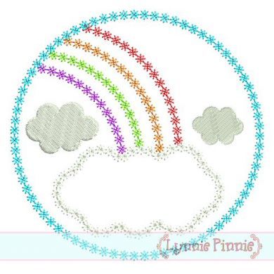 Rainbow Frame Circle DECO Applique 4x4 5x7 6x10 7x11 SVG