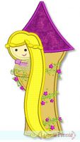 Cutie Princess as Rapunzel in Tower Applique 4x4 5x7 6x10