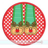 Reindeer Slippers Circle Frame Applique 4x4 5x7 6x10 SVG