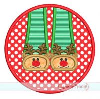 Reindeer Slippers Circle Frame Applique 4x4 5x7 6x10 SVG