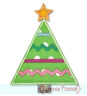 Faux Ric Rac & Ribbon Christmas Tree Applique 4x4 5x7 6x10