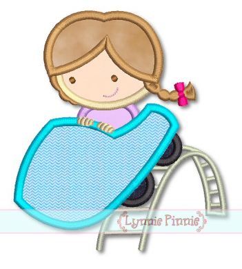 Roller Coaster Girl Applique 4x4 5x7 6x10 7x11 SVG