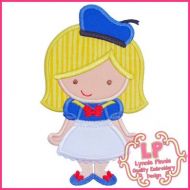 Sailor Girl Applique 4x4 5x7 6x10 SVG