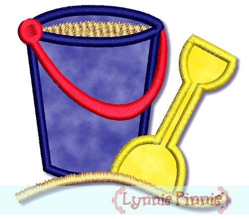 Applique Sand Bucket Pail with Shovel 4x4 & 5x7 6x10