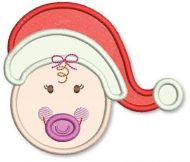 Santa Hat Baby Girl Applique 4x4 5x7 6x10