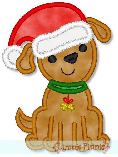 Santa Hat Puppy Applique 4x4 5x7 6x10