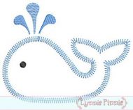 Simple Whale Applique - Zig Zag - 4x4 5x7 6x10