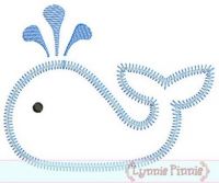 Simple Whale Applique - Zig Zag - 4x4 5x7 6x10