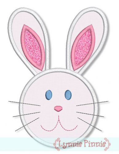 Simple Bunny Applique - Satin & Zig Zag - 4x4 5x7 6x10