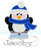 Skating Penguin Applique 4x4 5x7 6x10 7x11 SVG