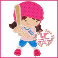 Softball Girl Applique 4x4 5x7 6x10 SVG