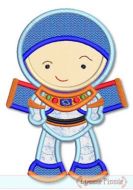 Little Cutie Space Explorer Boy Applique 4x4 5x7 6x10 SVG