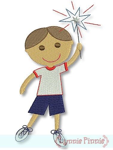 Patriotic Sparkler Boy -Filled 4x4 5x7