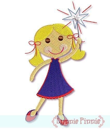 Patriotic Sparkler Girl -Filled 4x4 5x7