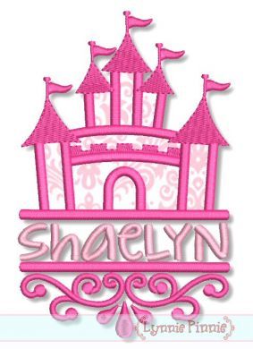 Swirly Split Castle Applique 4x4 5x7 6x10 SVG