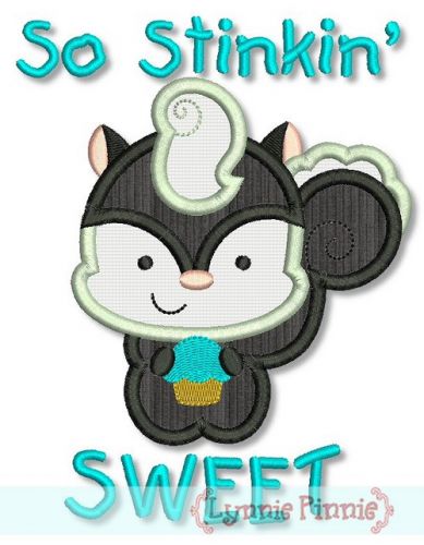 So Stinkin' Sweet Skunk Applique 4x4 5x7 6x10